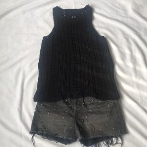 Vintage American Eagle Crochet High Neck Tank Top
